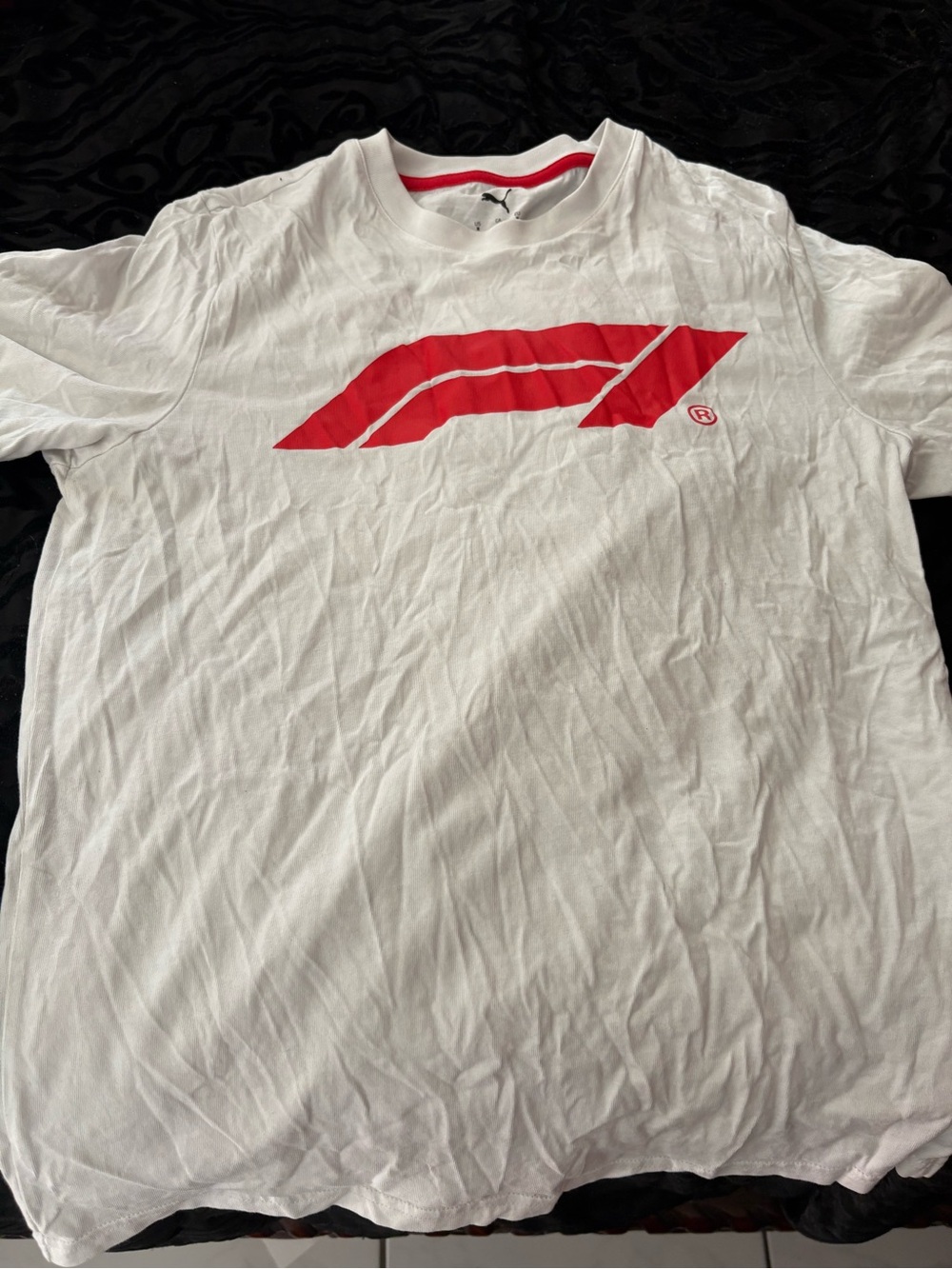 White and red f1 puma shirt